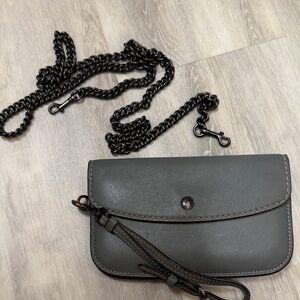 Women’s Gray Crossbody Bag with Black Chain Strap